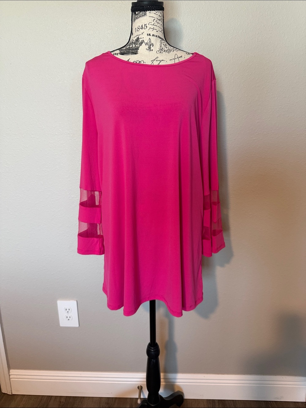Investments Fuchsia Tunic with Sheer Sleeve Bands